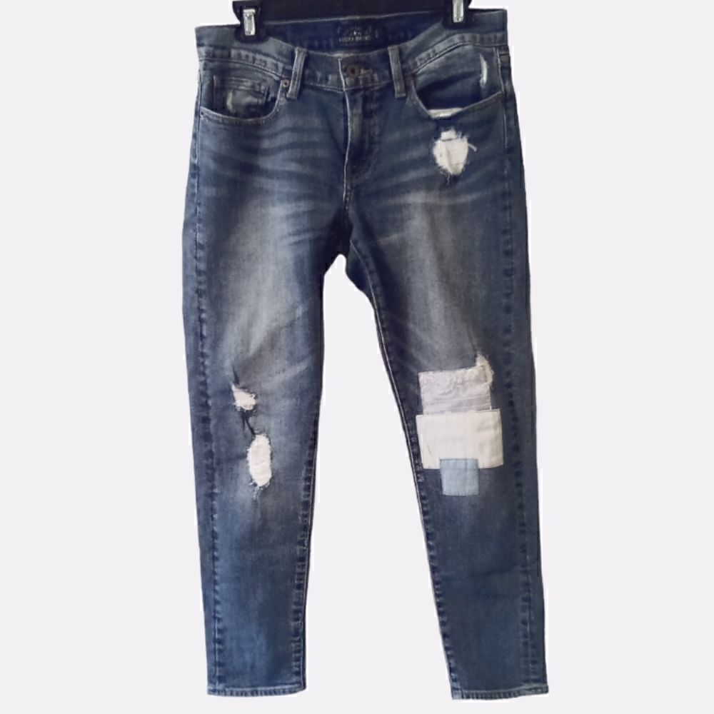 Lucky Brand Sienna Slim Boyfriend Orta premium distressed patched jeans size 4